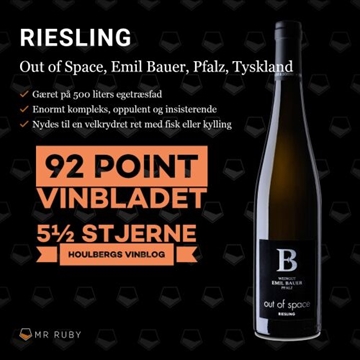 2019 Out of Space Riesling, Emil Bauer, Pfalz, Tyskland